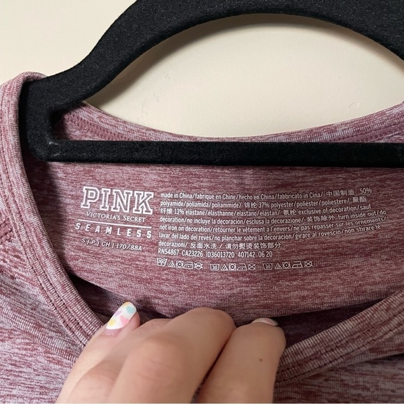 Victoria's Secret PINK Seamless Short Sleeve Crop Work Out Shirt - Picture 4 of 5